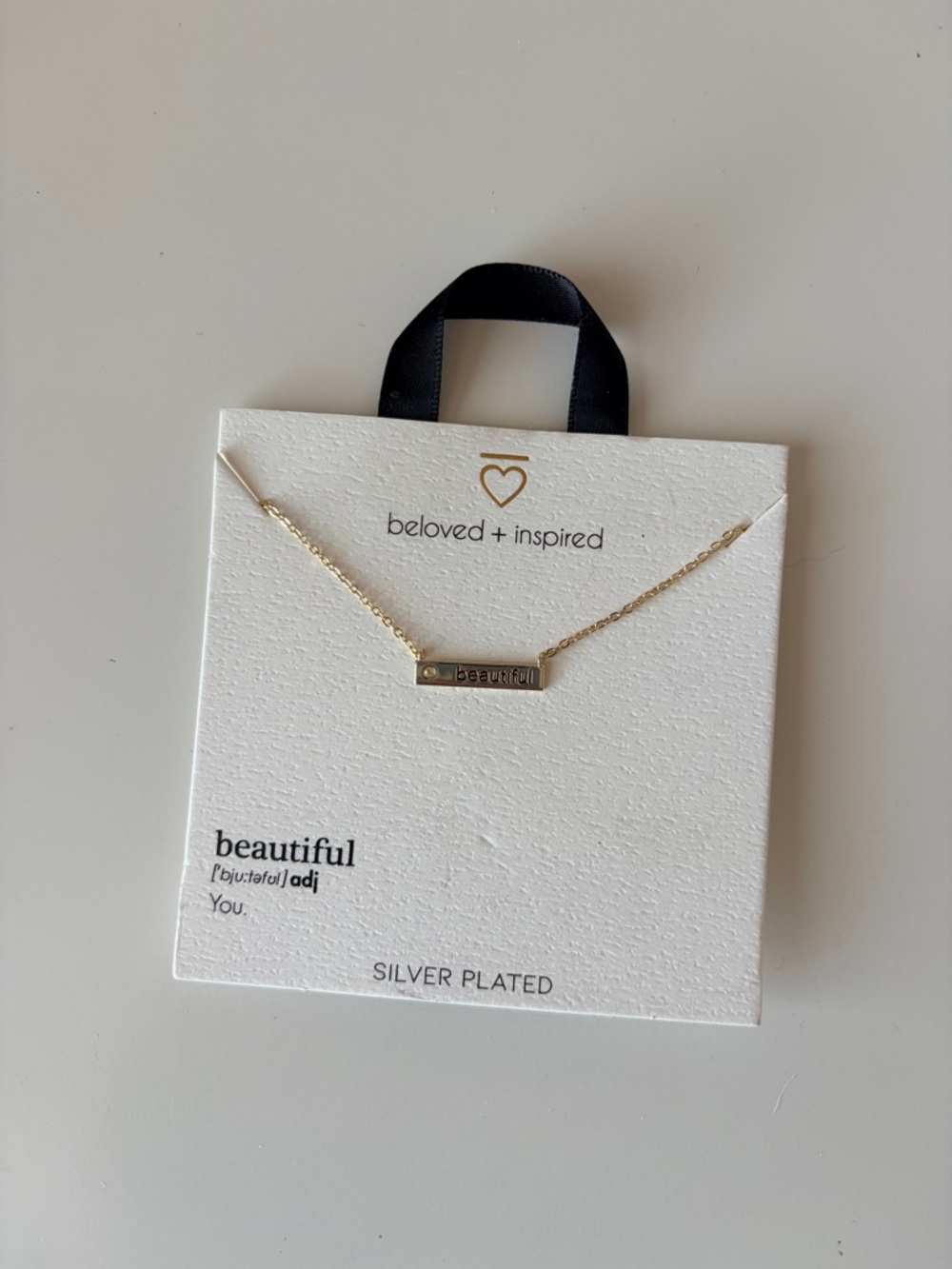 Gold Bar 'beautiful' Necklace